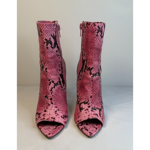 Steve Madden Conflict Women Size 7 Pink Snake Open Toe Ankle Stiletto Heels Boot - Picture 2 of 14